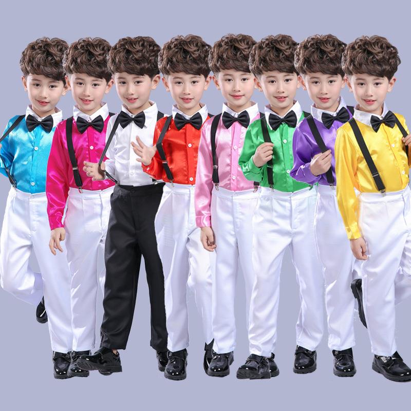 男童女童表演背带裤儿童礼服套装小学生校服幼儿园大合唱演出服装