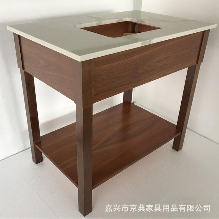 中式大理石木制浴室柜无镜面单柜