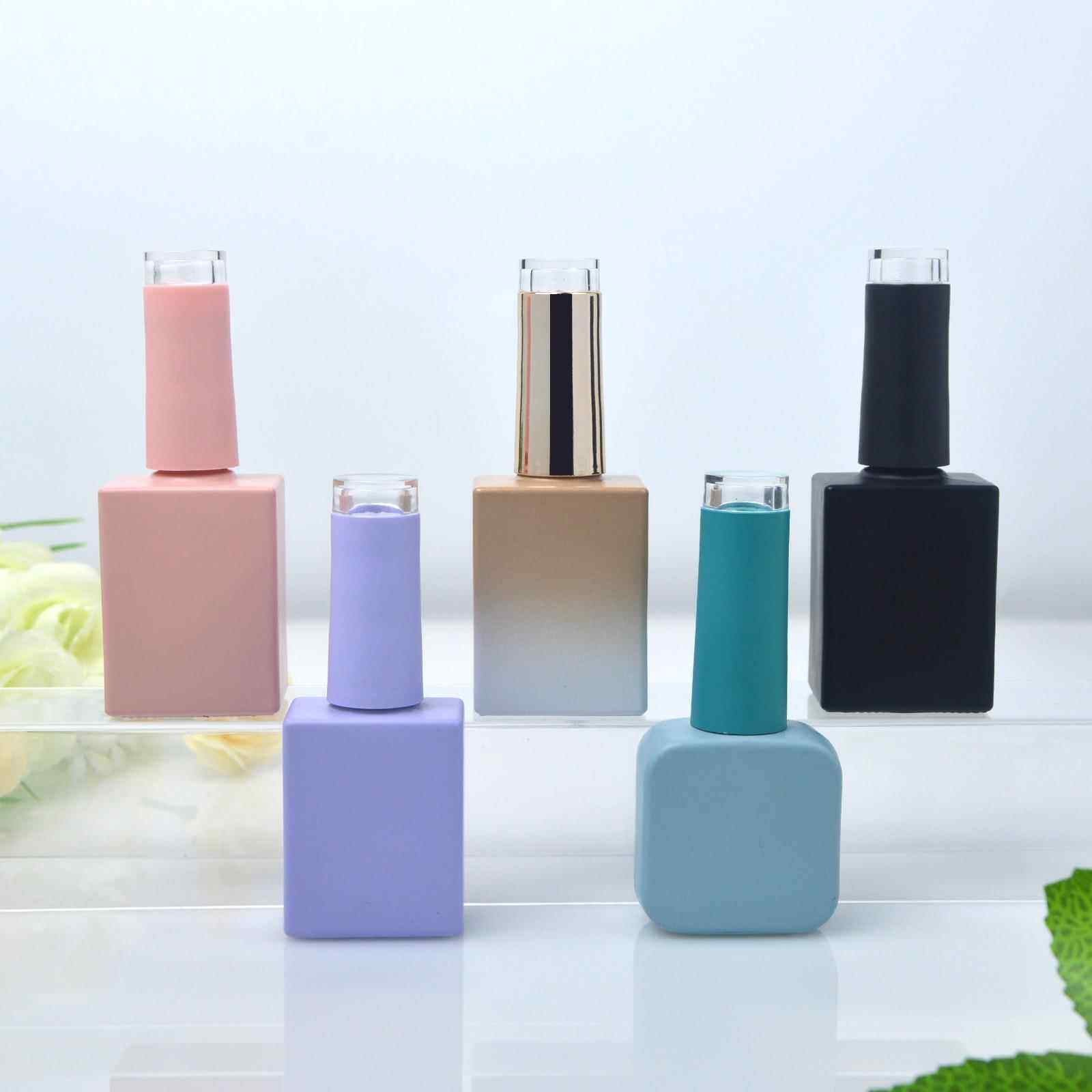 厂家 现货10ML15ML彩色甲油胶空瓶 甲油胶底胶分装瓶带刷的瓶