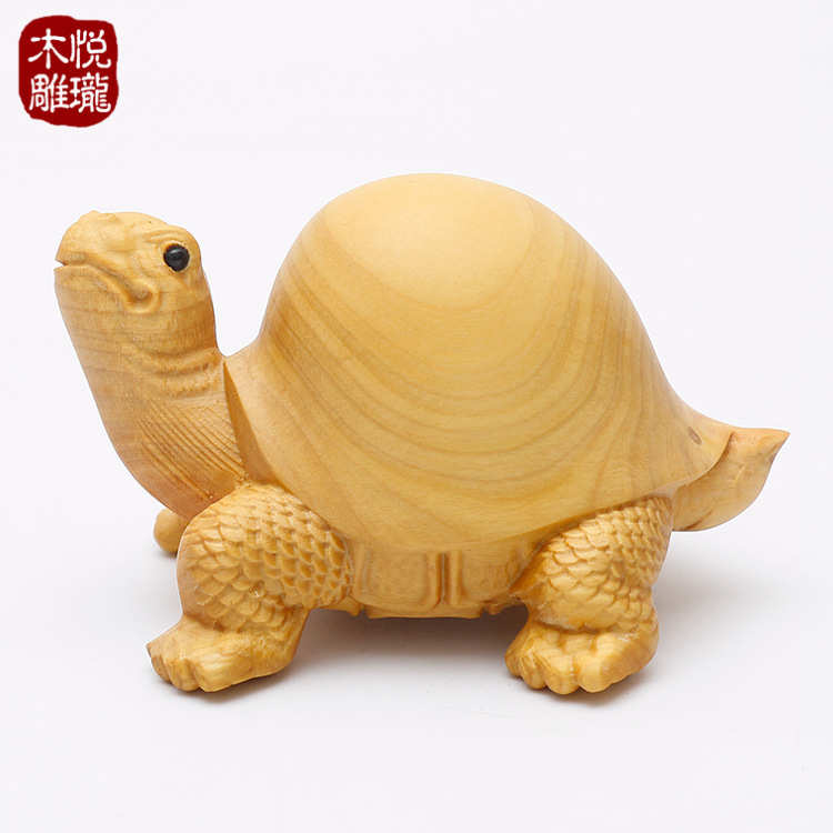 厂家直销乐清黄杨木长寿龟雕刻商务礼品创意木质手工小摆件批发