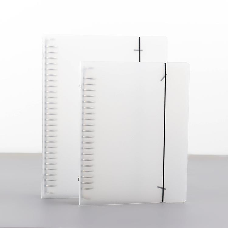 6012 PP半透明磨砂外壳活页夹A5B5A4 20孔26孔30孔绑带文件夹