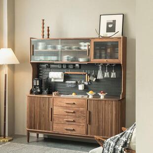 北美黑胡桃木实木餐边柜樱桃木原木客厅高柜茶水柜餐厅收纳储物柜