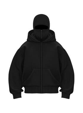 Balaclava Hoodie With Built-In Zip - Men's Athletic Autumn