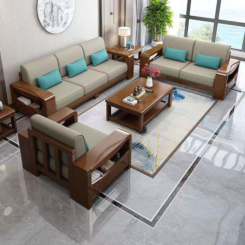 2026新款实木沙发组合现代客厅木质家具小户型经济型储物木沙发
