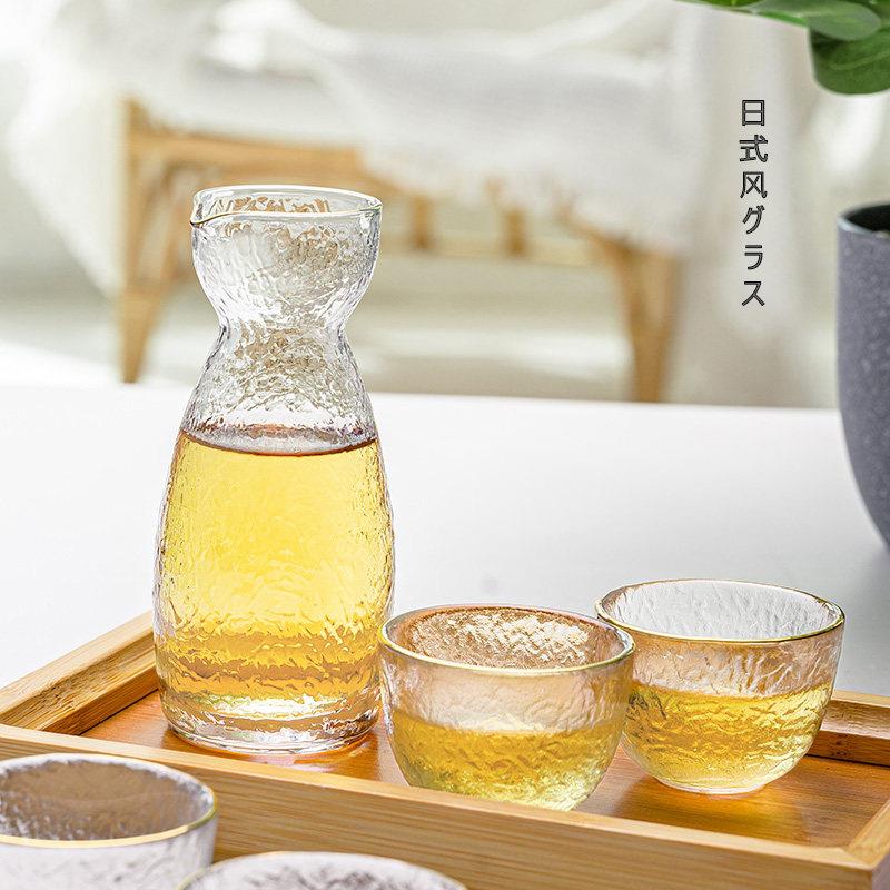 日式手工玻璃酒具清酒米酒杯组 锤纹玻璃小酒杯白酒果酒冰梅酒杯