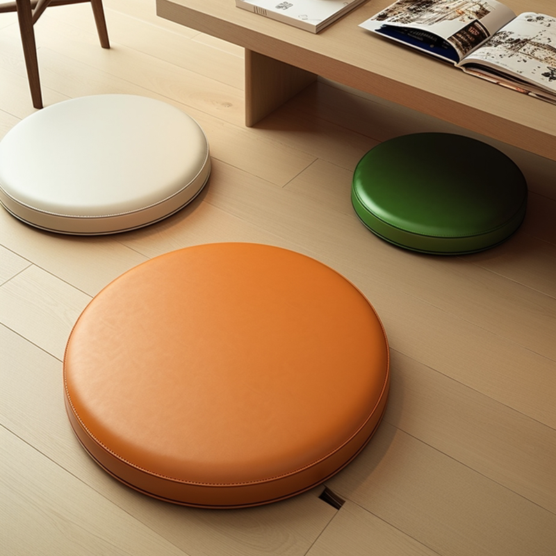 【圆形皮革坐垫】记忆棉餐椅垫吧台凳垫卡座飘窗蒲团地上软座垫子
