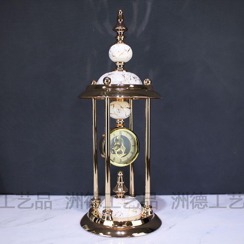 跨境式座钟摆件创意厅软装客装欧饰21237/93时钟烛台套装轻奢家居
