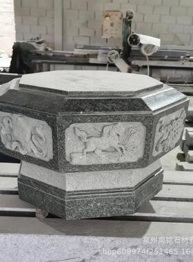 石柱墩柱子祠堂寺庙石雕青石柱脚石柱顶石八角实心石头墩底座