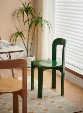 北欧简约实木中古餐椅家用咖啡客厅靠背彩色rey餐椅奶茶店椅子