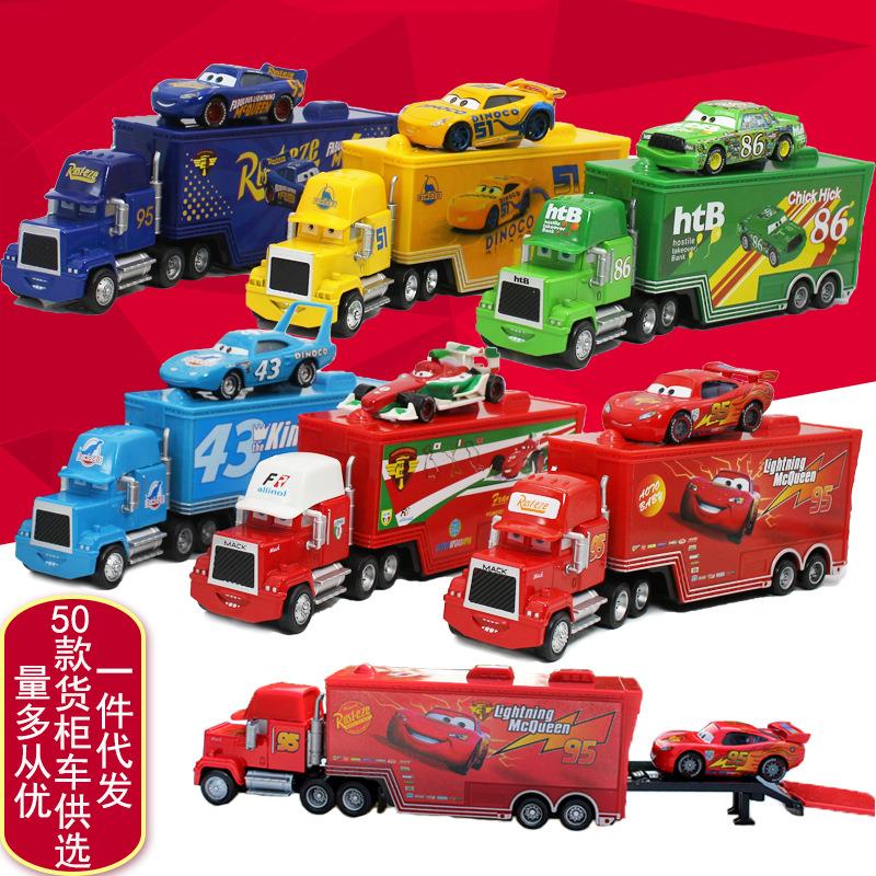 汽车总动员麦大叔货柜车+赛车手 套装合金汽车玩具儿童模型