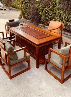 0茶J大果紫檀椅茶桌台缅花茶室茶实木QPR苏阅梨家具京瓷刺猬紫