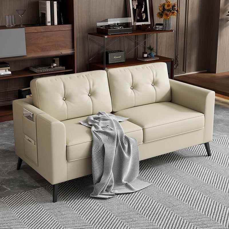 公寓沙发小户型出租房客厅理发店棋牌室休息接待黑色皮布双人沙发