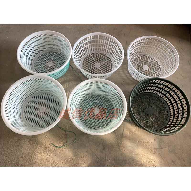 带网水产收纳箩筐筐子螃蟹海鲜框塑料运输圆形龙虾圆形筐周转筐筐