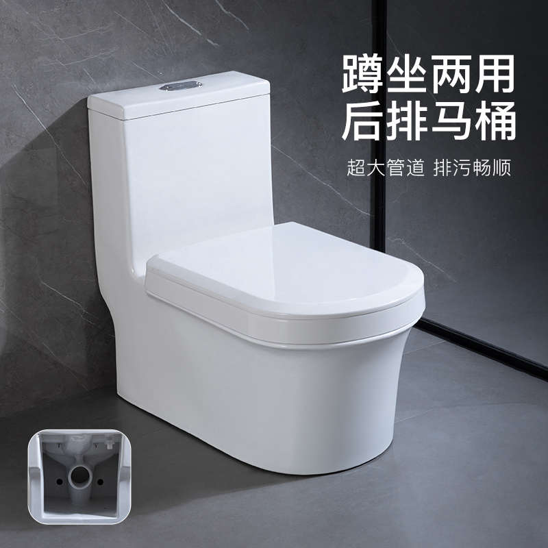 抽水后排式马桶可蹲可坐两用一体双用墙排坐便器家用陶瓷防臭台式