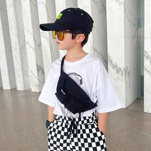 潮酷洋气儿童包包时尚 百搭小男童腰包外出帆布女童胸包宝宝斜挎包