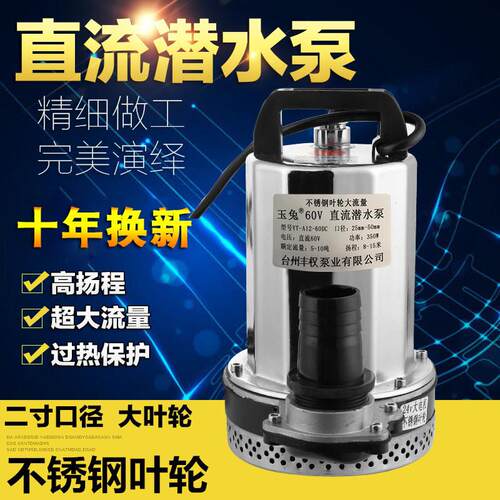 玉兔直流潜水泵电动车水泵12v24v36v48v60v72v84v抽水机大流量2寸