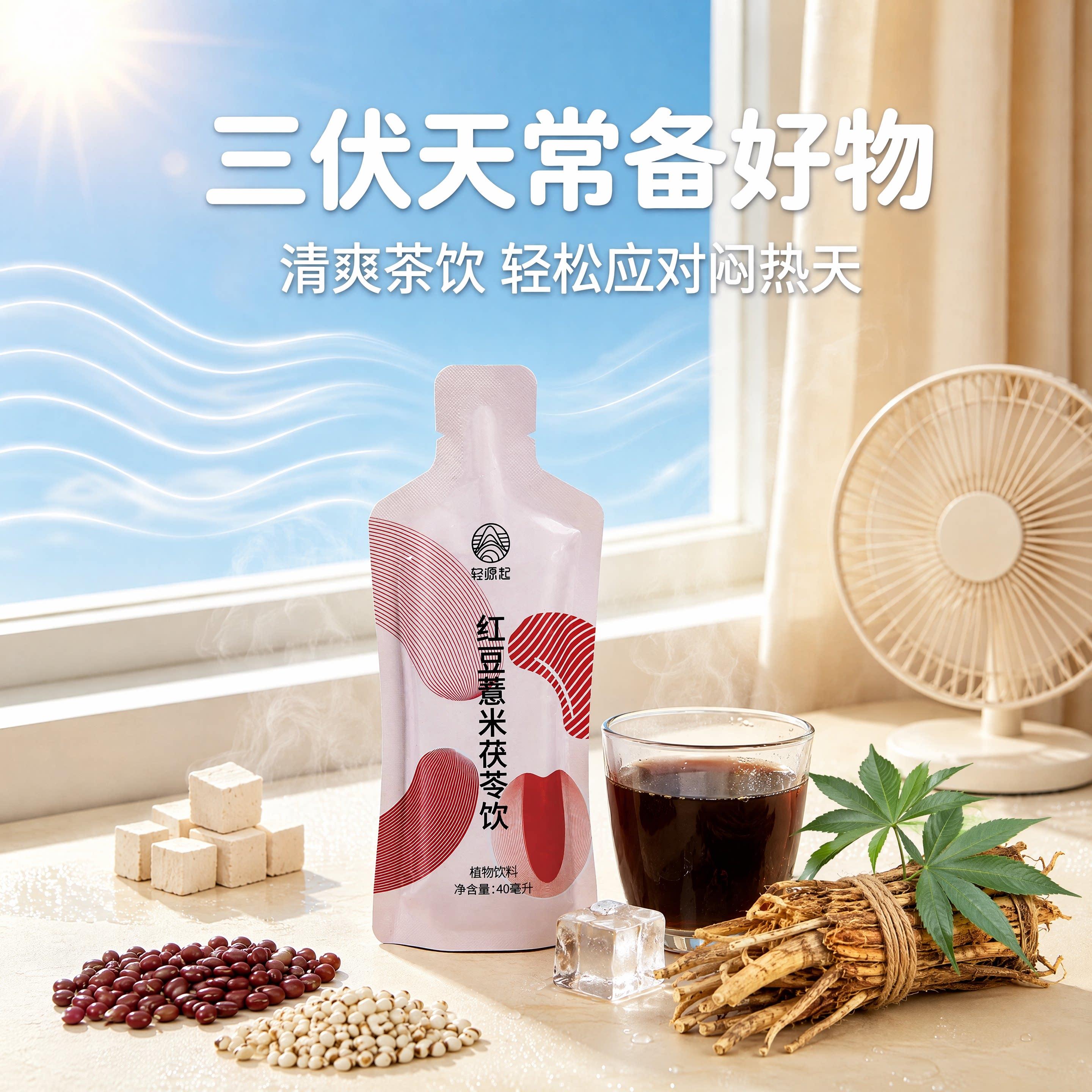 轻源起三伏天消利化水饮祛红豆薏仁米茯苓饮痰湿寒湿热气重养生茶