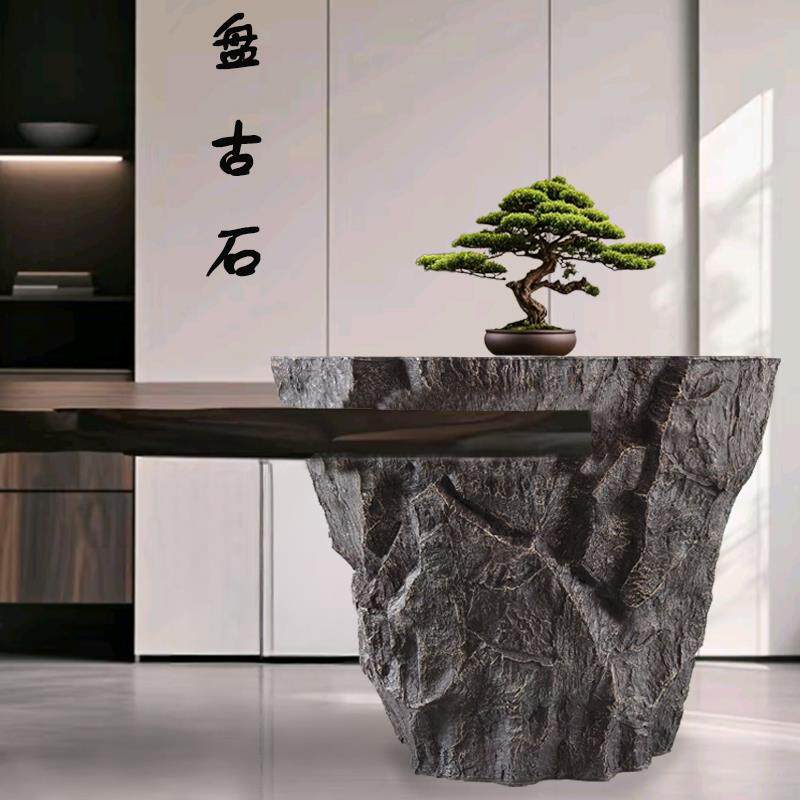 新款彷真石头玻璃纤维桌脚石创意支撑茶桌落地装饰雕塑摆件定制