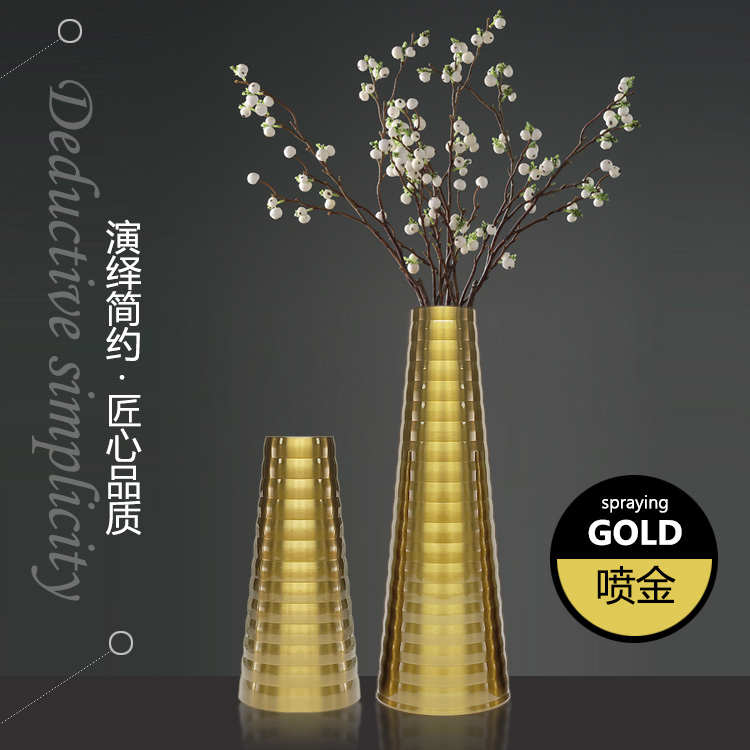 创意北欧小花瓶不锈钢简约花插装饰品摆件电视柜餐桌花器乔迁礼品