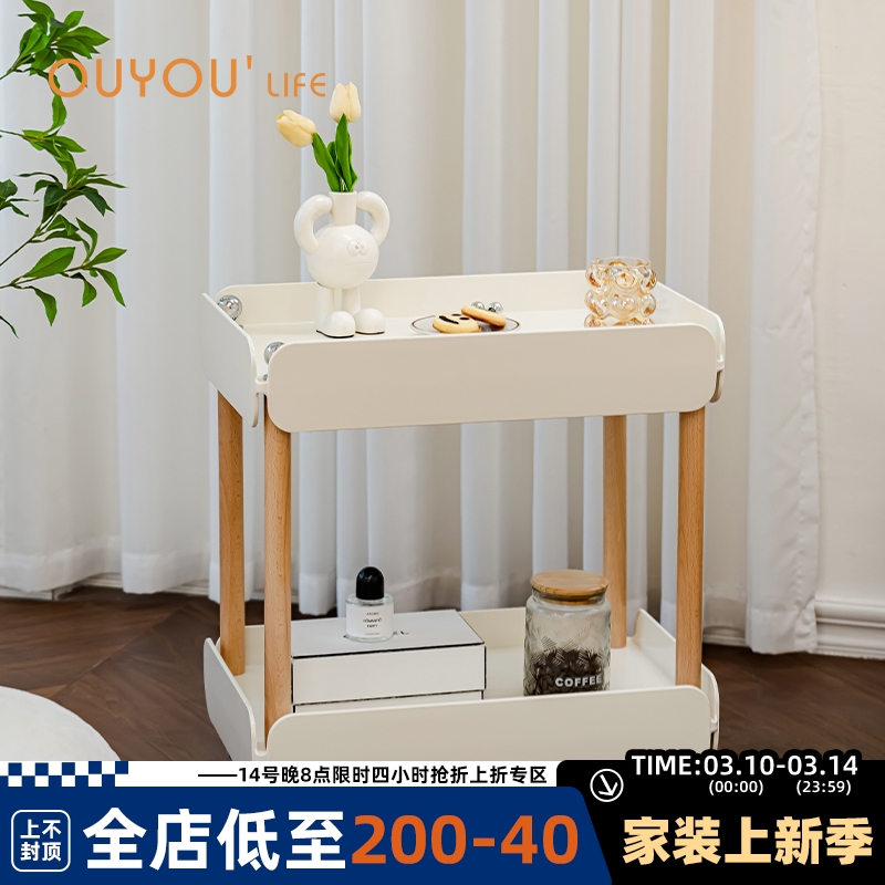 欧又网红创意小推车多层置物架北欧家用沙发边几移动客厅收纳茶几