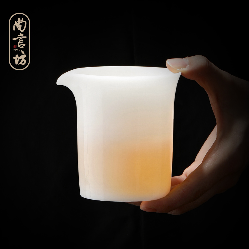 尚言坊严选冰冻玉瓷公道杯羊脂玉陶瓷茶海分茶器功夫白瓷高档配件