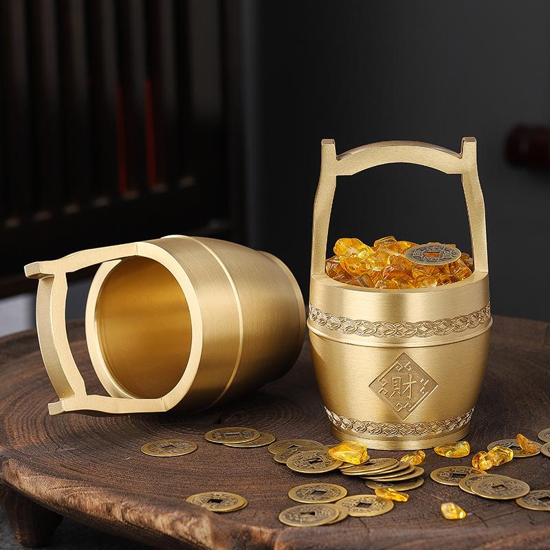 纯铜一桶金招财小铜器铜工艺品摆件纯铜水桶