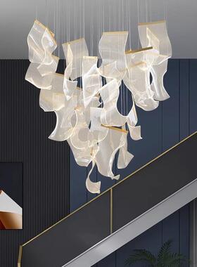 楼梯吊灯现大代简l约厅旋转别墅灯挑空oft379公寓复式楼客吊灯