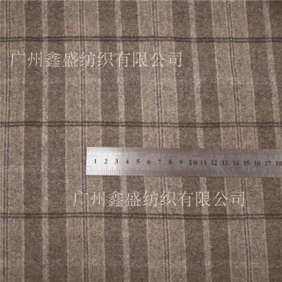 现货供应 撞色线条法兰绒大格子 秋冬简约裤格毛呢面料 W8599