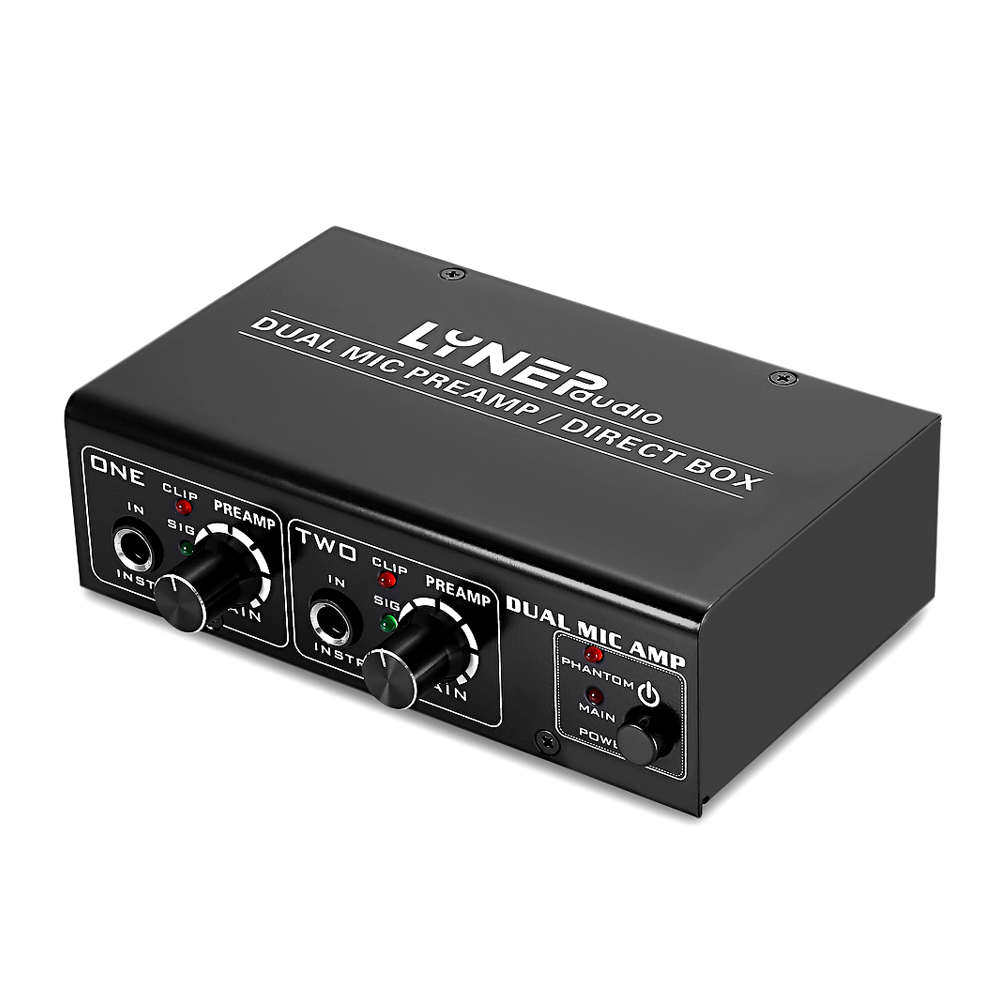 线普奥多专业双路电容话筒放大器 电吉它电贝司放大器信号增强器