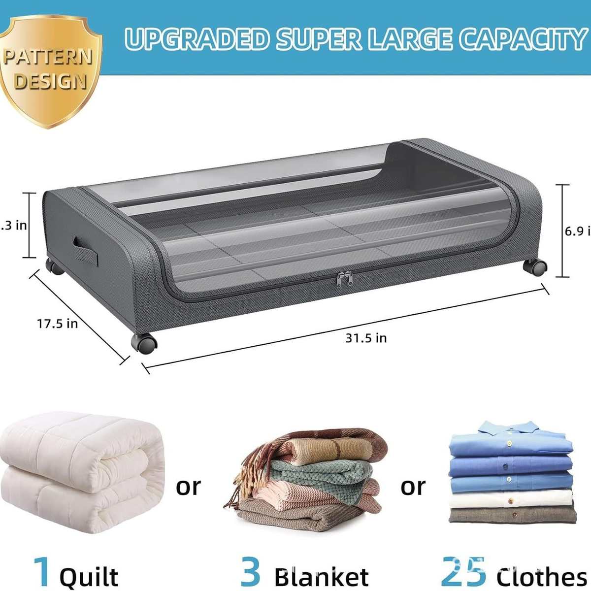 床底置物架牛津布床下衣物鞋带轮收纳车防尘折叠储物收纳箱