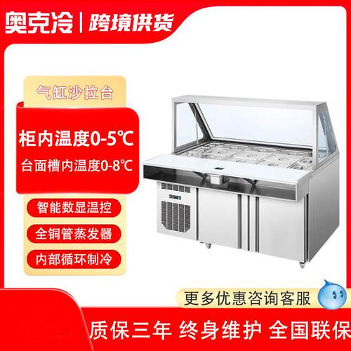赛百味气缸沙拉柜风冷披萨操作台开槽酱料平台雪柜水果捞冷柜果冻