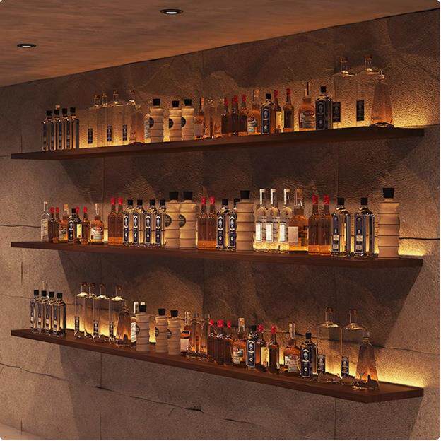 简约壁挂实木酒架红酒架餐厅悬挂式酒柜展示一字隔板架书架置物架