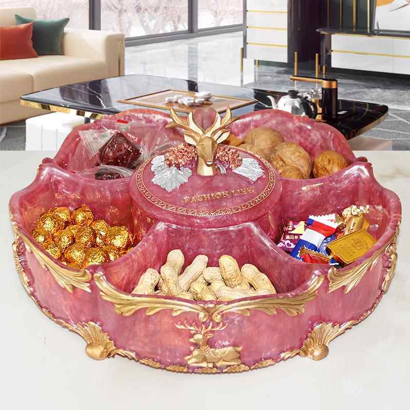 正品分格干奢果盘轻高档家约用新款过年客简现代厅瓜子零食盘糖果