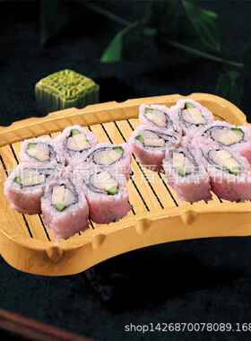 塑料形寿司盘日式刺身方盘木纹盘料理圆XVL盘冰盘月牙干仿冰餐具