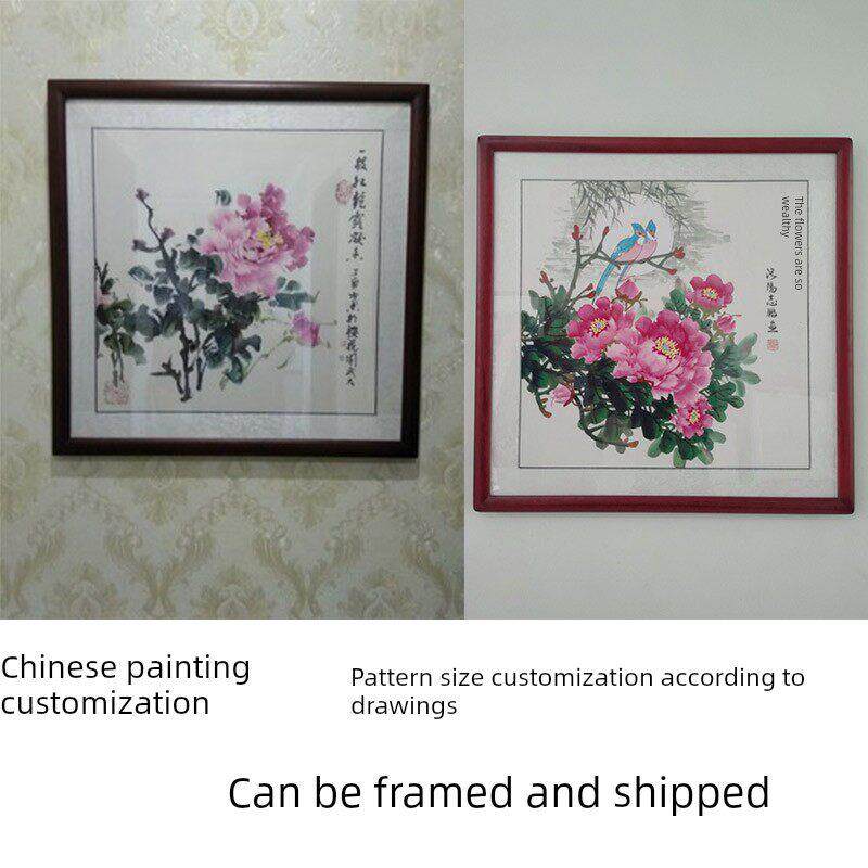 国画定制代画临摹纯手绘牡丹花鸟人物小品客厅卧室装饰挂画可带框