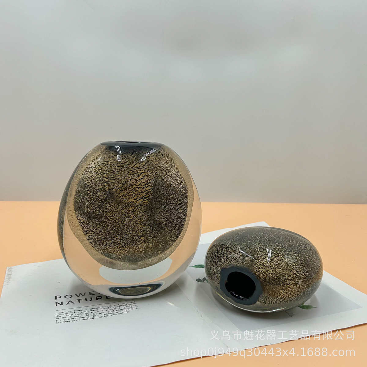 轻奢风高级感新款厚重琉璃水晶花瓶高奢感摆件客厅酒店样板间摆件