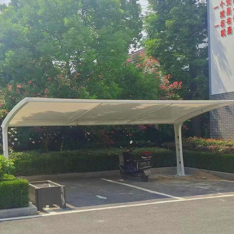 钢结构膜结构设计家用景观遮阳雨蓬 自行车电动车防雨车棚 PVR材图片