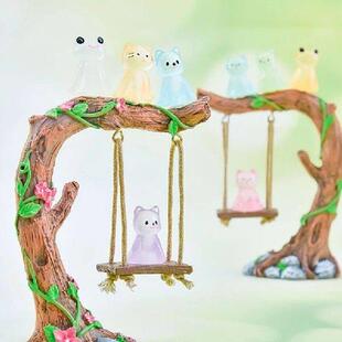 Ornament Doll 6Pcs Animal Cat Frog Puppy Luminous Mini