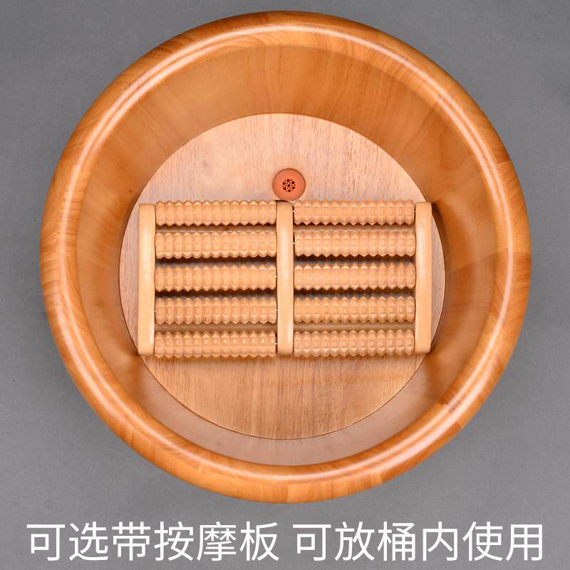 泡脚桶木用桶家带轮子带排水足浴桶小腿木过洗脚质桶带排水阀足疗