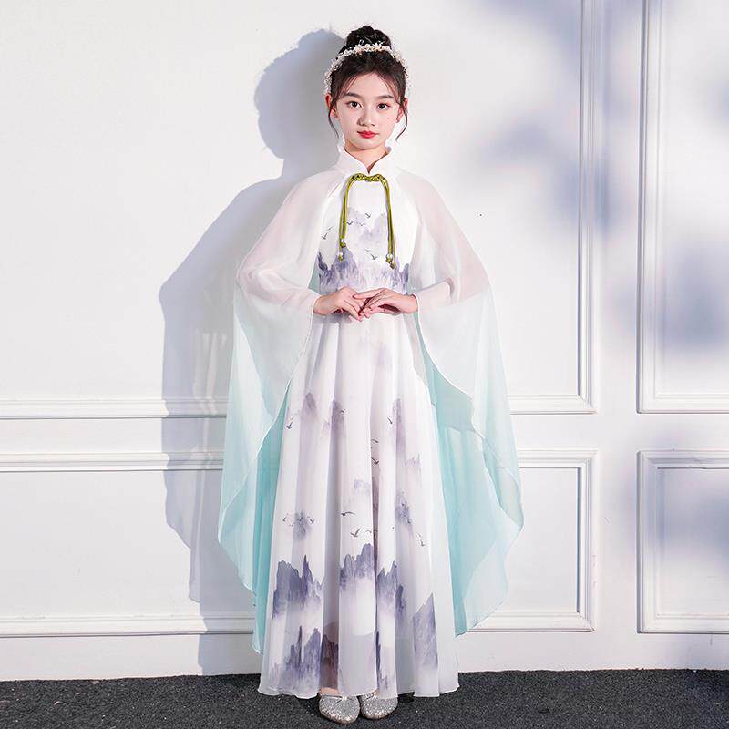 正品儿童古典国出风男中女舞蹈功古筝运动会开 幕式合唱渐层演服