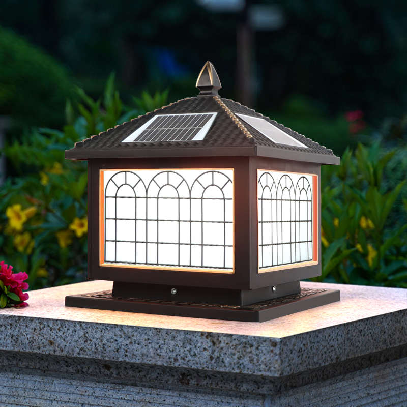 太阳能发财窗柱头灯别墅门柱灯户外庭院别墅围墙围栏灯防水柱子灯