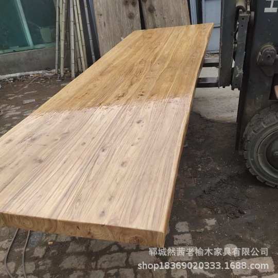自然风化老榆木板材民宿酒店做旧吧台板实木整张桌面板阳台飘窗板