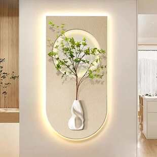 植正风砂玄关走廊装饰画壁灯入户挂画奶油岩画现代对门过道客厅绿