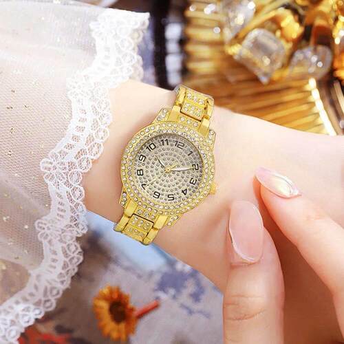 Luxury Women Gold Watch Fashion Ladies Quartz Diamond Wristw