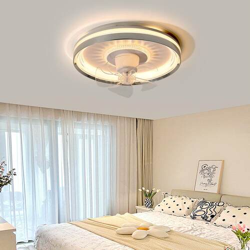 摇头卧室房风灯扇2026新款33主卧灯轻奢感间厅l餐ed吸顶灯圆灯