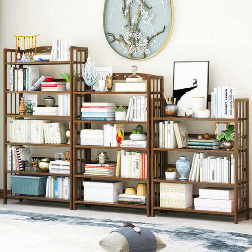 简易书柜落地儿童简约收纳办公室实木宿舍经济型学生置物架书架书