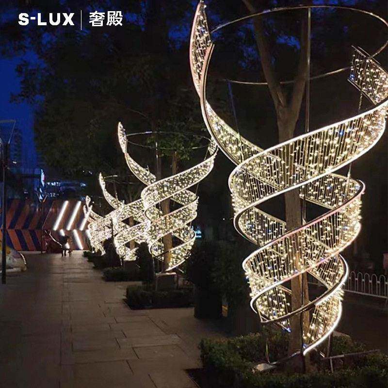 户外街区景区树木亮化装饰包树螺旋造型景区广场灯光节氛围景观灯