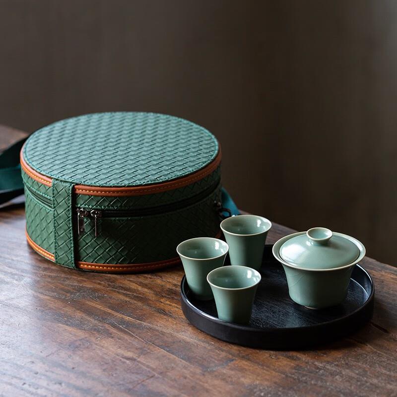 汝官窑旅行茶具套装高档茶壶茶杯整套便携式包车载功夫户外泡茶器