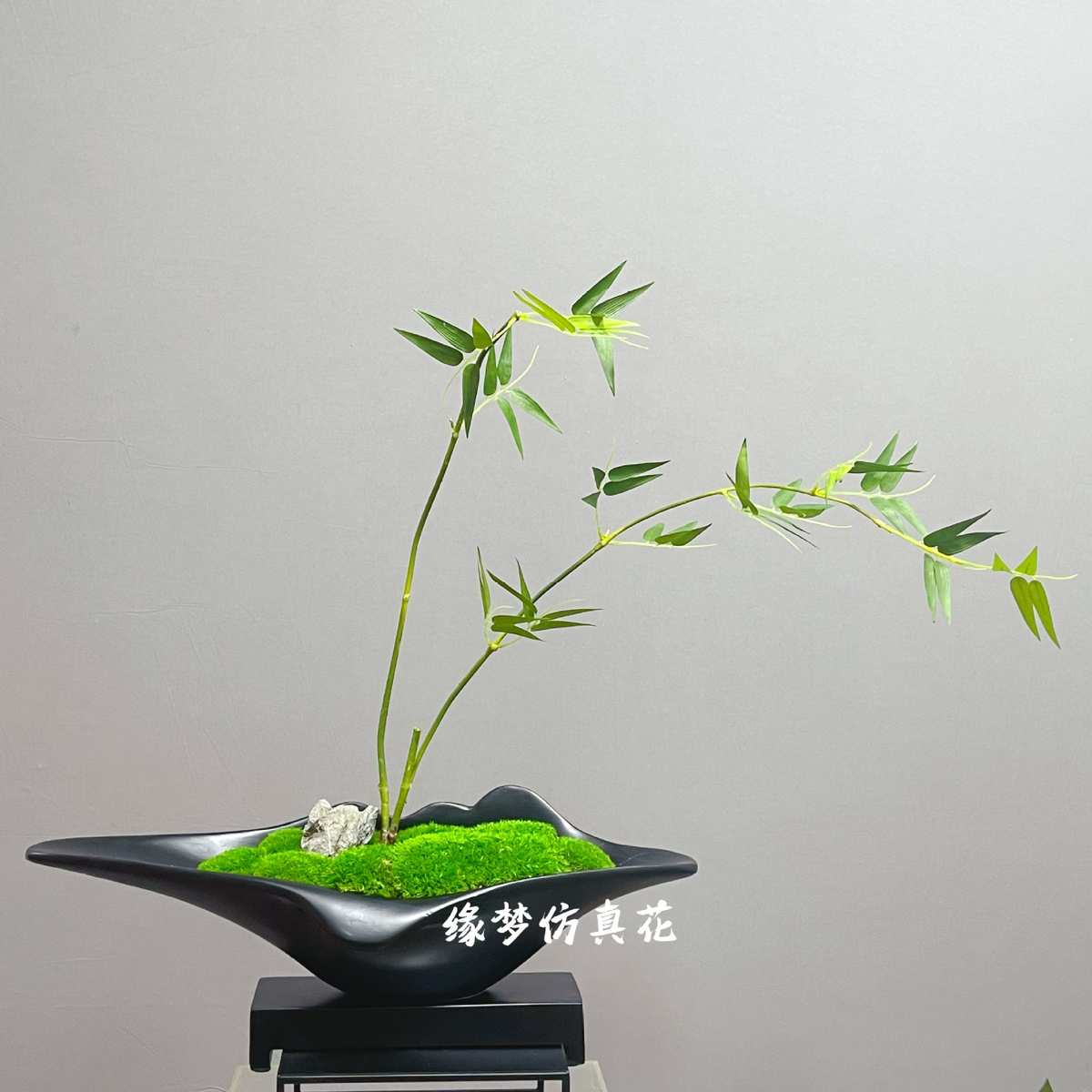 仿真花 中式 竹叶 家居装饰 软装陈设 绿色 单枝室内摄影道具花瓶