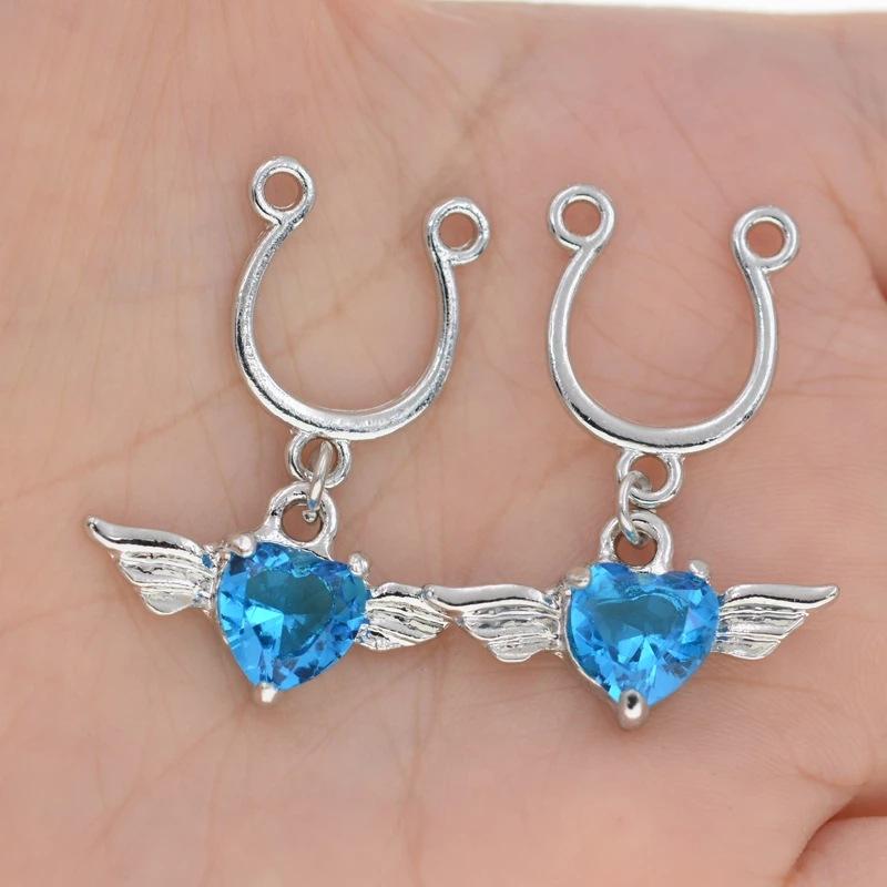 wishebay亚马逊心形翅膀饰品耳夹